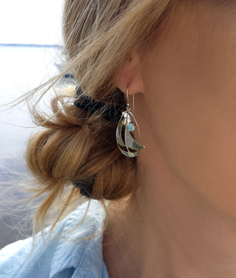 Blue Topaz Sailboat Earrings