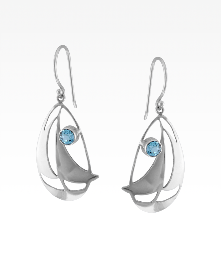 Blue Topaz Sailboat Earrings