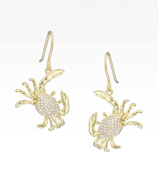Pavé Yellow Gold Crab Earrings