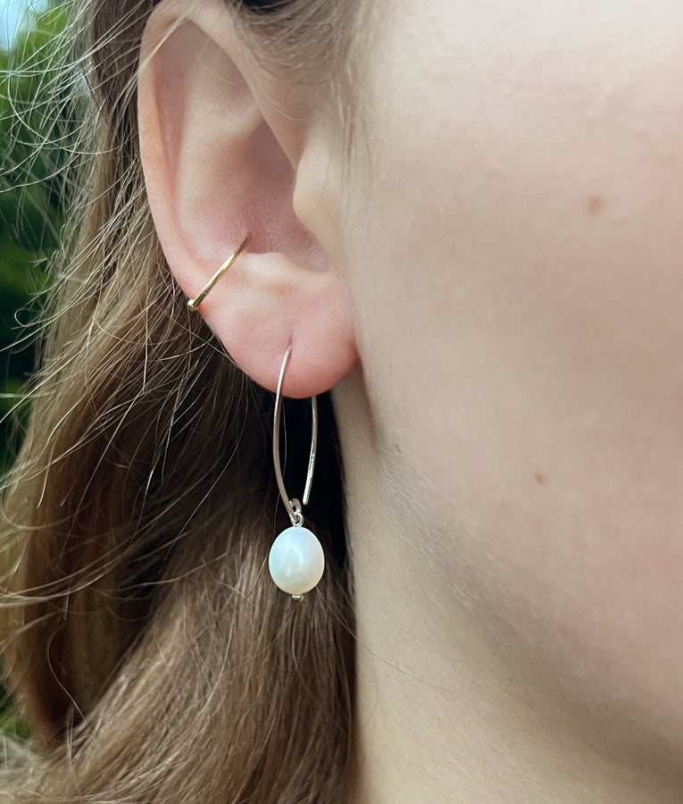 White Pearl Sweep Earrings
