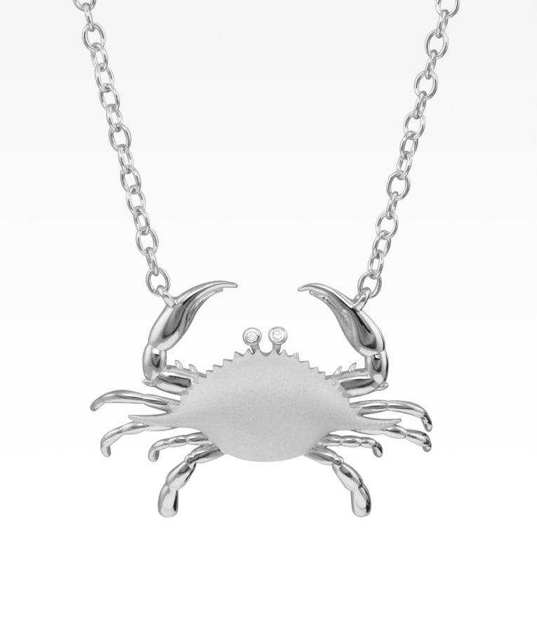 Satin Shell Crab with CZ Necklace