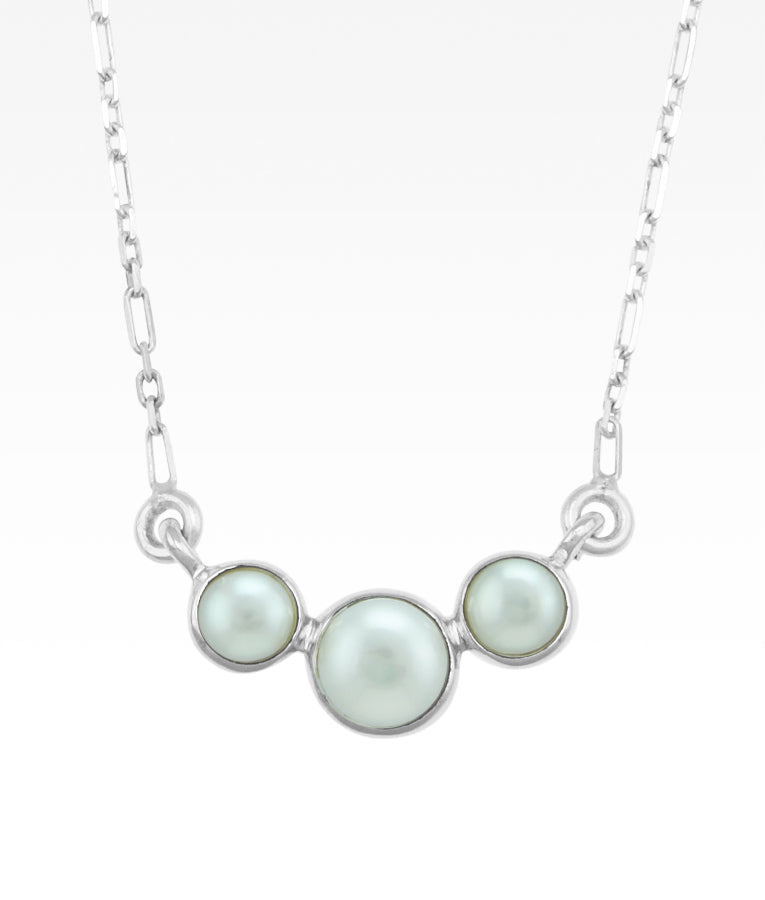 Pearl Tri Stone Necklace