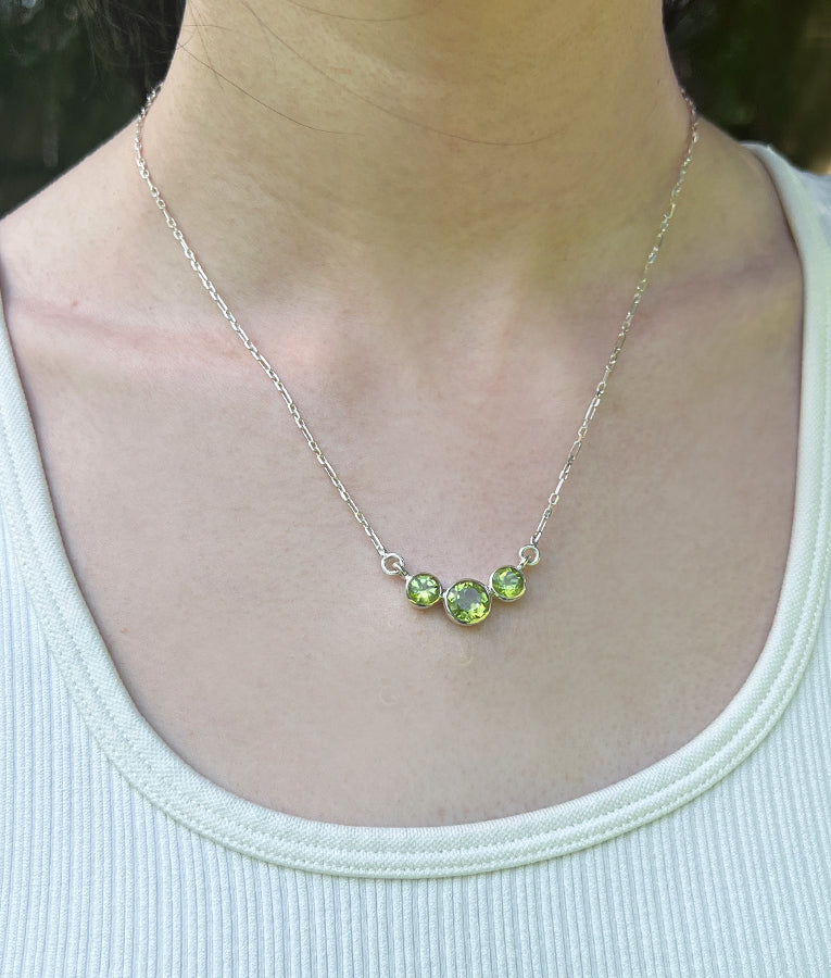Peridot Tri Stone Necklace