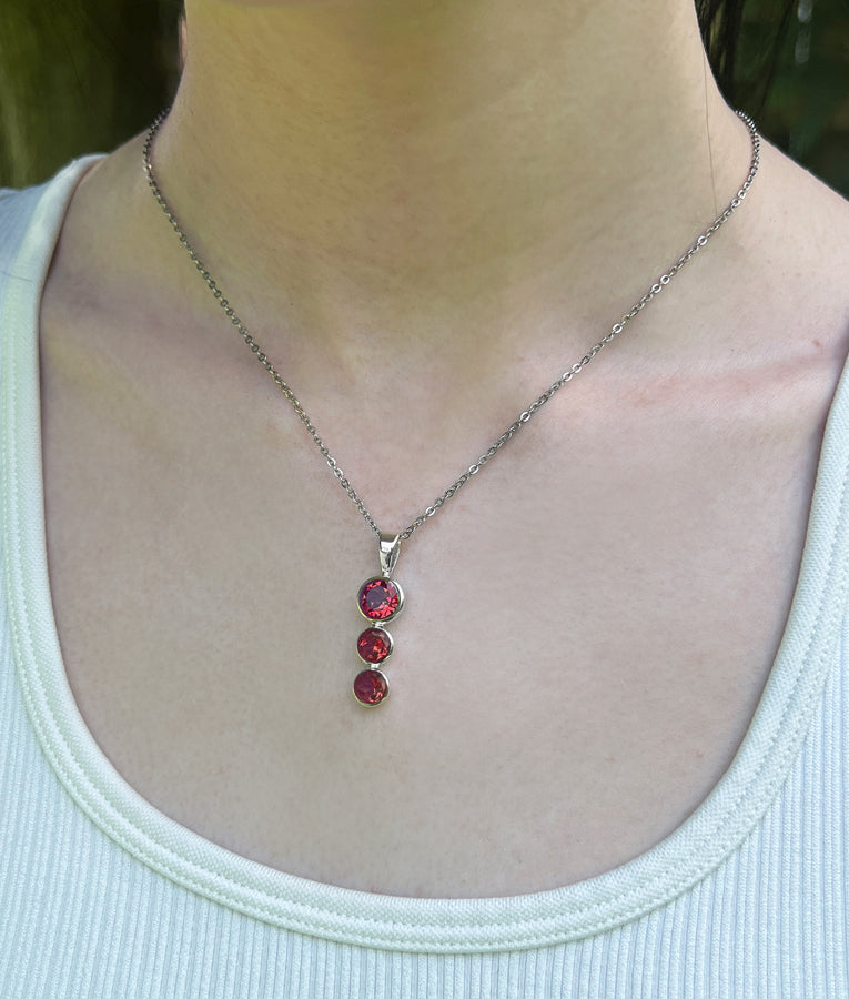 Garnet Triple Drop Necklace