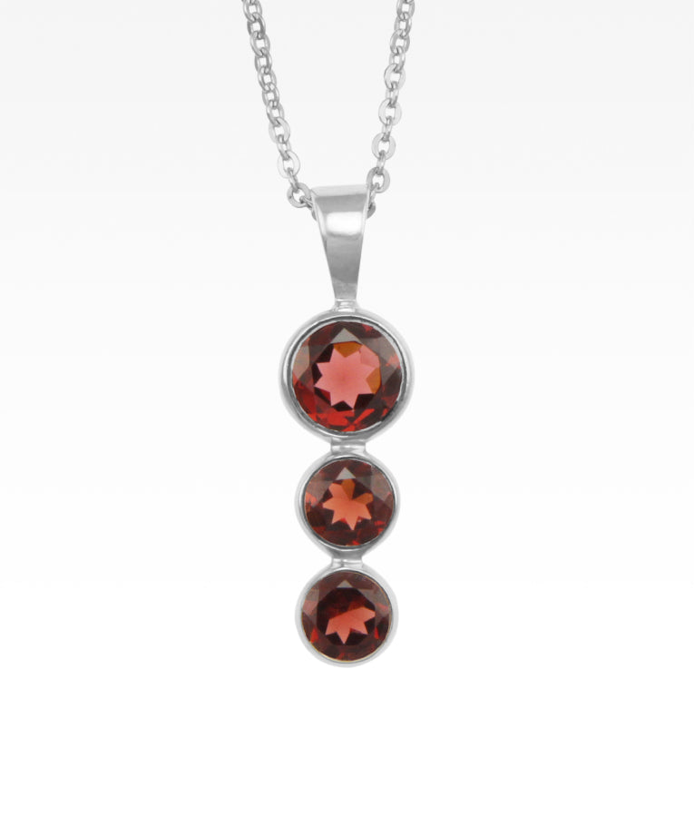 Garnet Triple Drop Necklace