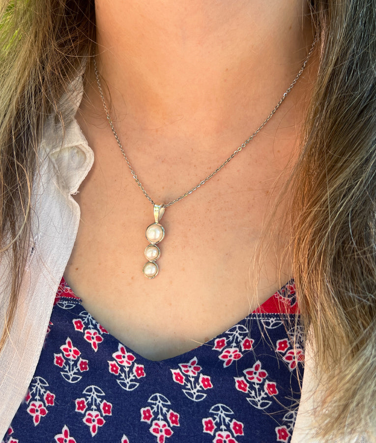 Pearl Triple Drop Necklace
