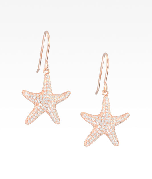 Pavé Rose Gold Starfish Earrings