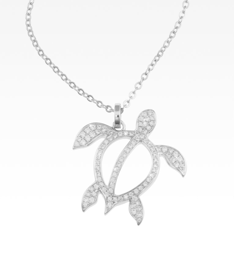 Pavé Honu Sea Turtle Necklace
