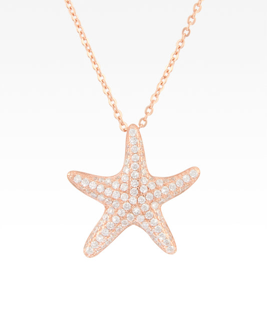 Pavé Rose Gold Starfish Necklace