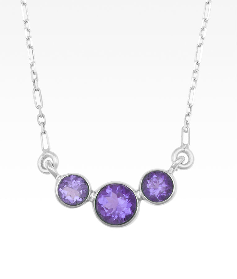 Amethyst Tri Stone Necklace