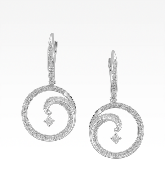 Wave Earrings with Cubic Zirconia Dangle