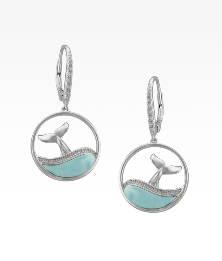 Whale Tail with Larimar Earrings