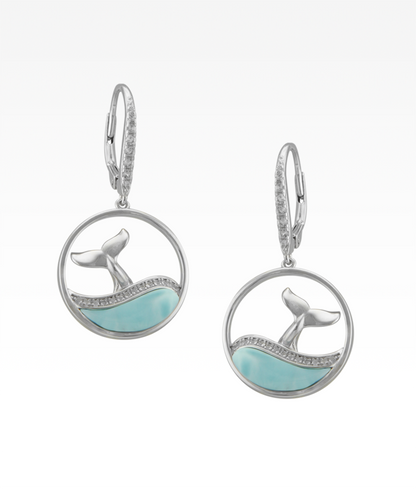 Whale Tail with Larimar Earrings