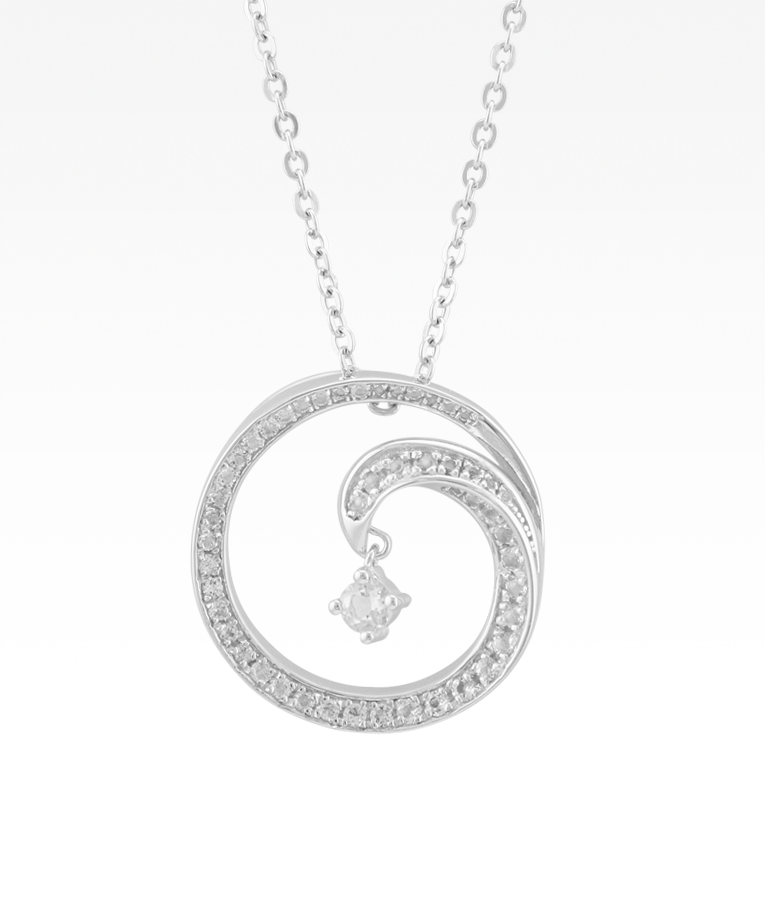 Wave Necklace with Cubic Zirconia Dangle