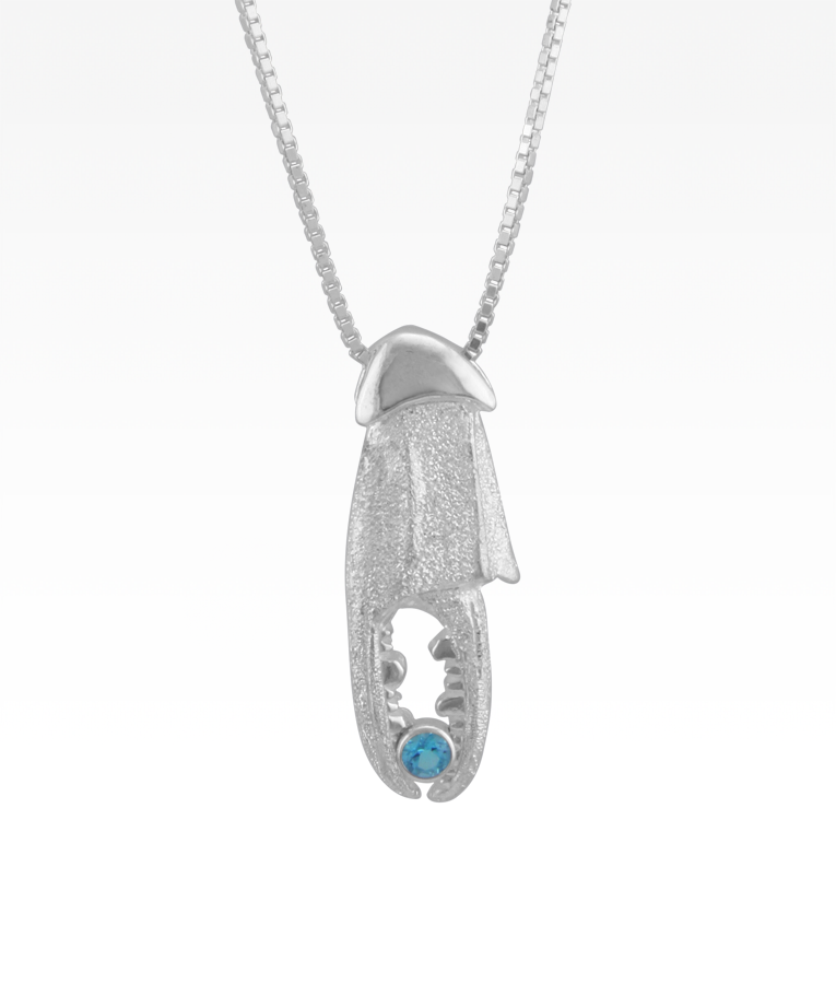 Crab Claw Blue Topaz Pendant