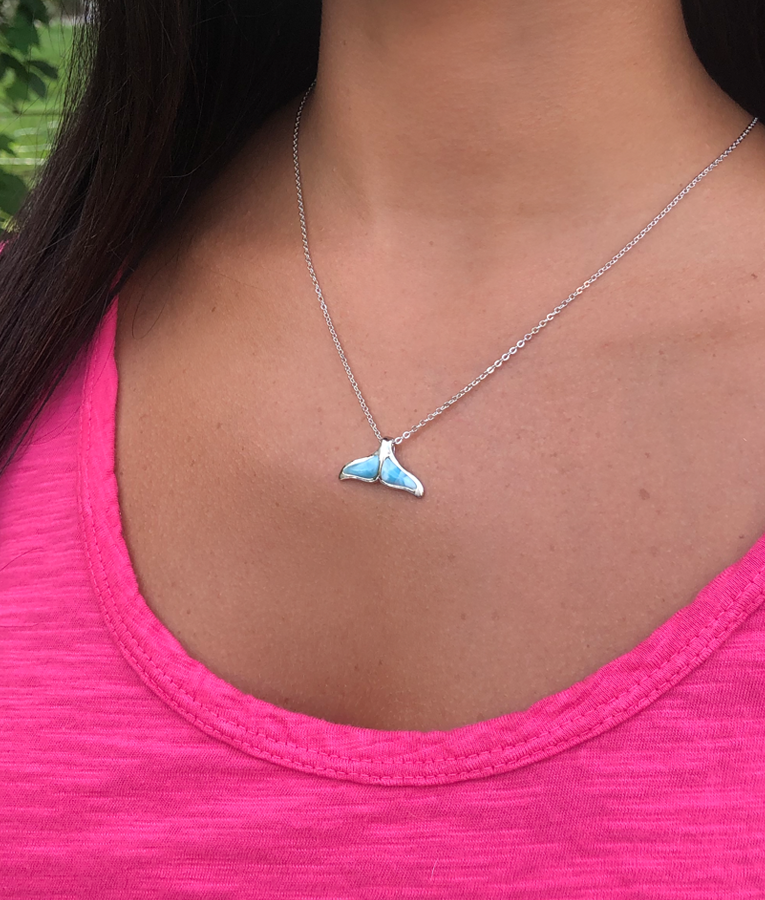 Larimar Whale Tail Necklace