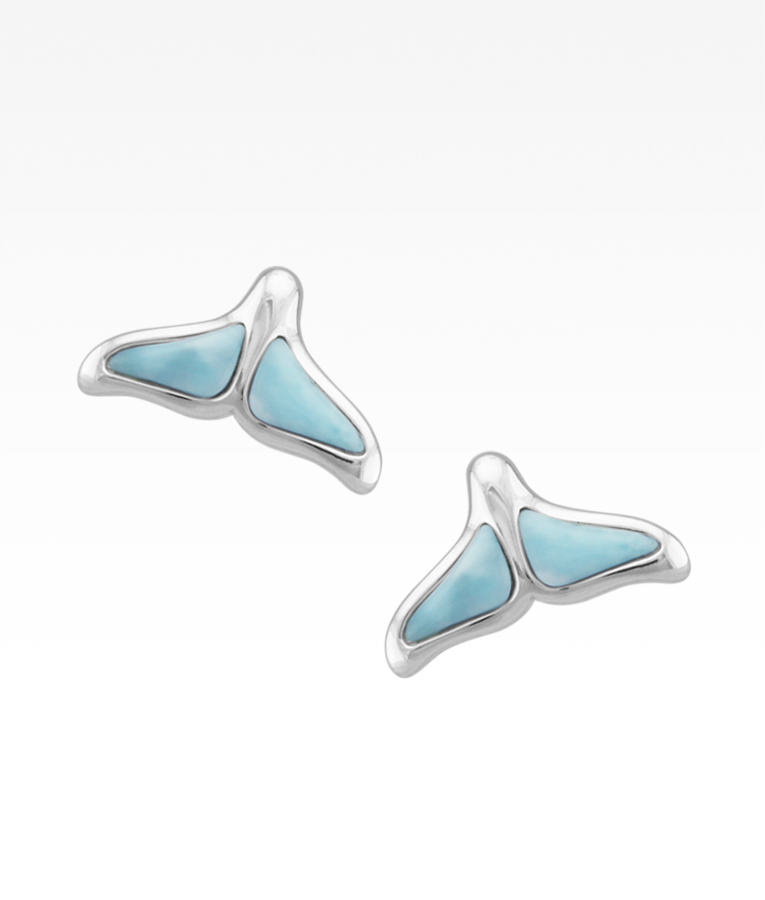 Larimar Whale Tail Post Earrings