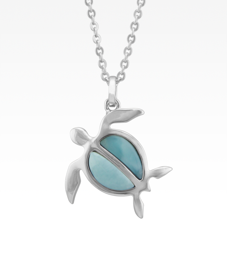 Larimar Honu Sea Turtle Necklace