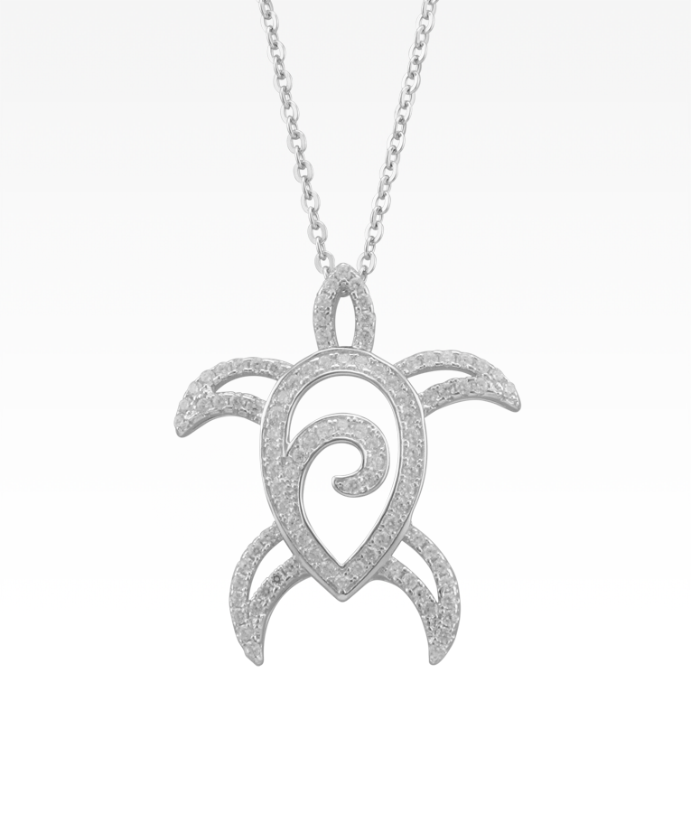 Pavé Swirl Honu Turtle Necklace