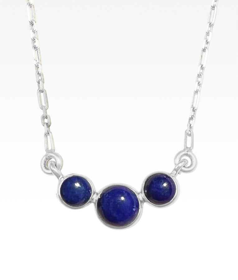 Lapis Tri Stone Necklace