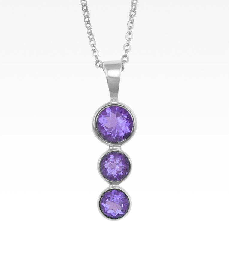 Amethyst Triple Drop Necklace