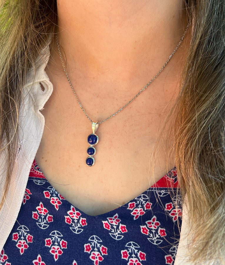Lapis Triple Drop Necklace