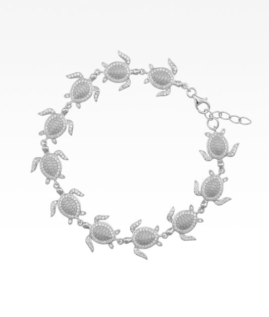 Satin Shell Turtle Link Bracelet