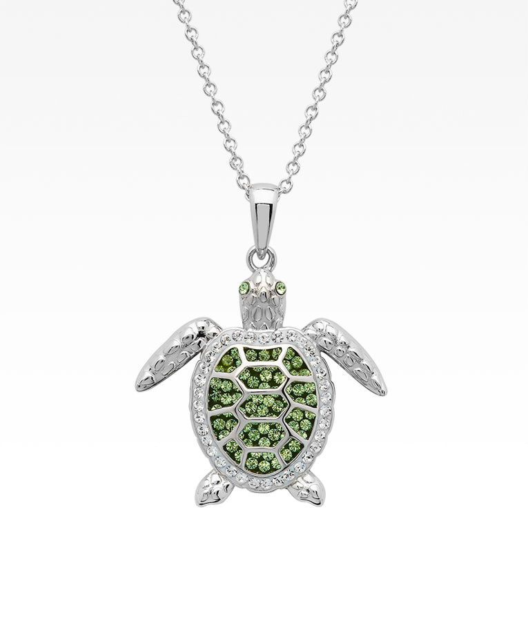 Green Crystal Turtle Necklace