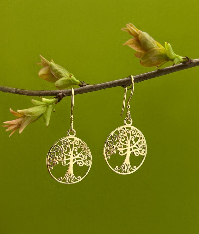 Gold Plate Tree of Life Earrings