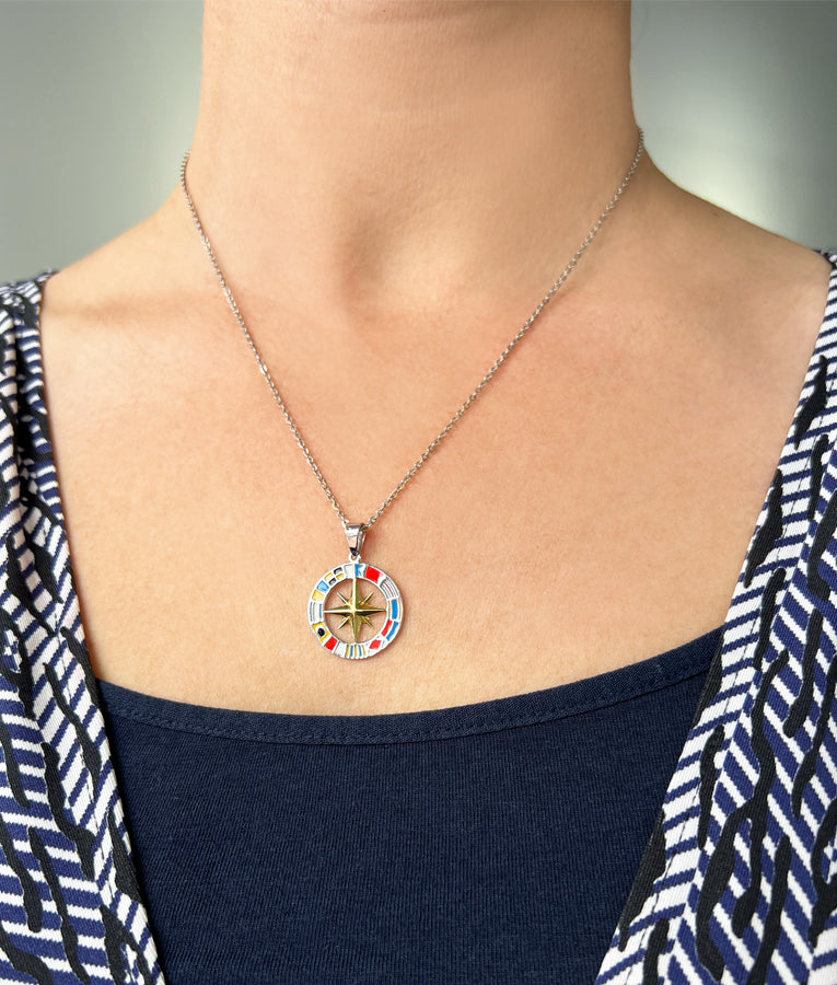 Signal Flag Compass Rose Pendant