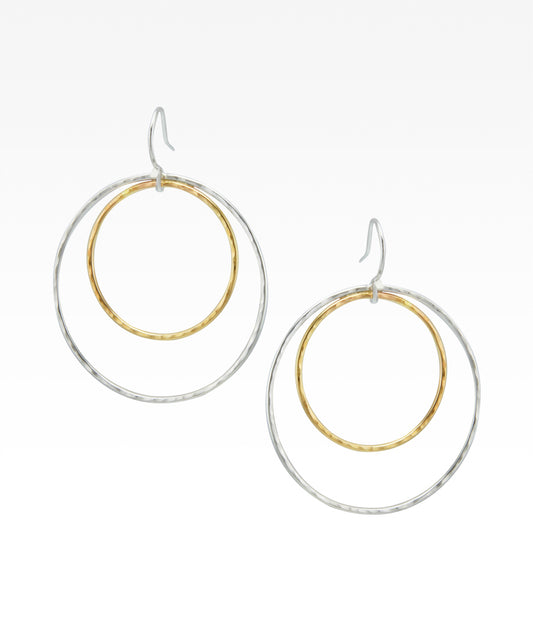 Double Circle Loop Earrings - Two Tone