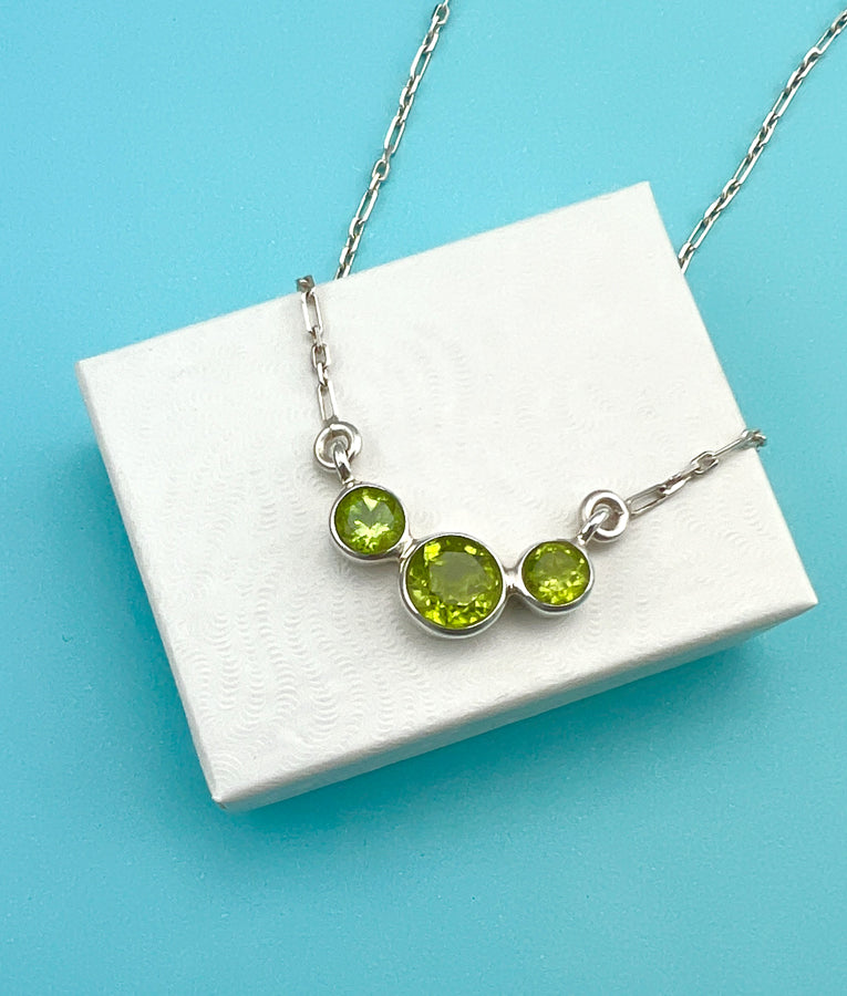 Peridot Tri Stone Necklace