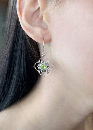 Peridot Flower Earrings Lrg