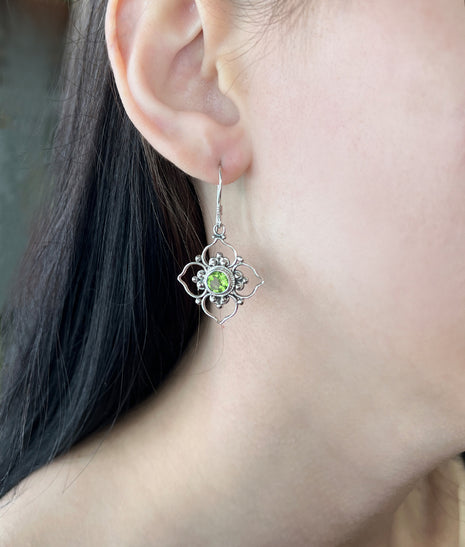 Peridot Flower Earrings Lrg