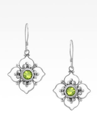 Peridot Flower Earrings Lrg