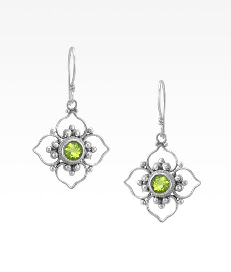 Peridot Flower Earrings Lrg