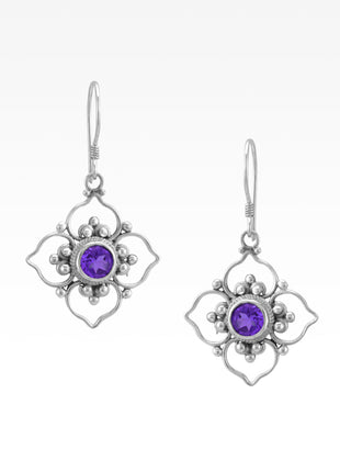 Amethyst Flower Earrings Lrg