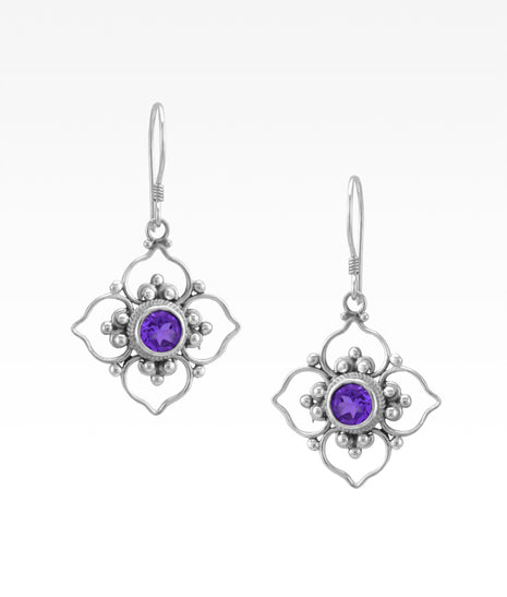 Amethyst Flower Earrings Lrg
