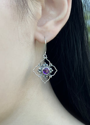 Amethyst Flower Earrings Lrg