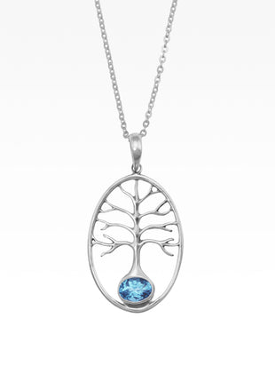 Blue Topaz Tree of Life Pendant