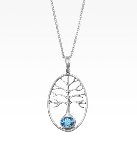 Blue Topaz Tree of Life Pendant