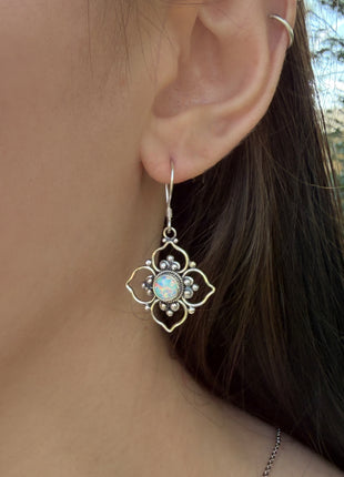 Opal Flower Earrings Lrg