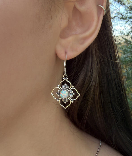 Opal Flower Earrings Lrg