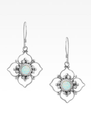 Opal Flower Earrings Lrg