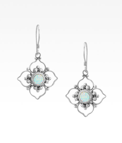 Opal Flower Earrings Lrg