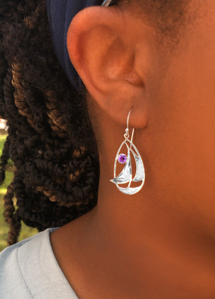 Amethyst Sailboat Earrings
