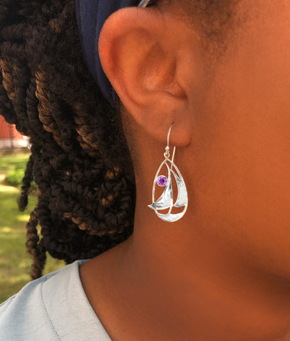 Amethyst Sailboat Earrings