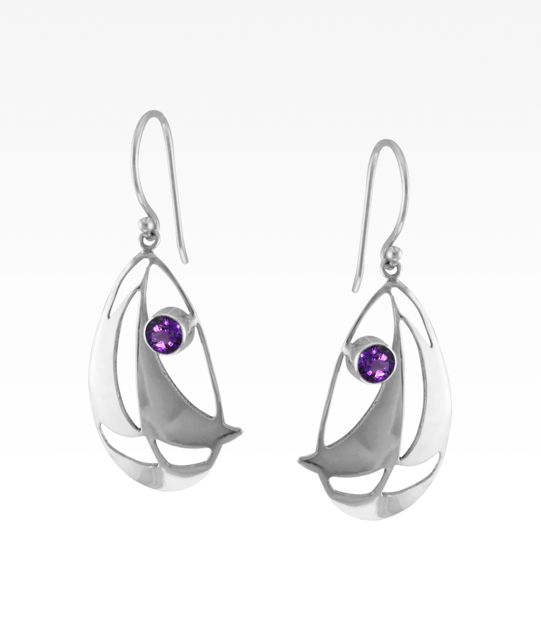 Amethyst Sailboat Earrings