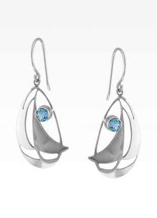 Blue Topaz Sailboat Earrings