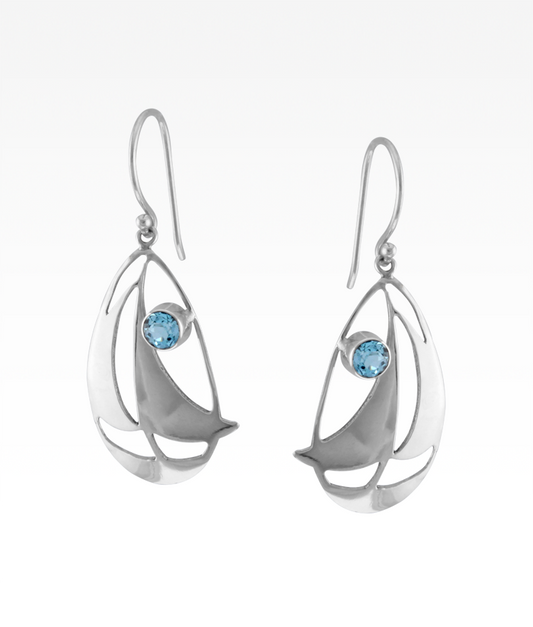 Blue Topaz Sailboat Earrings